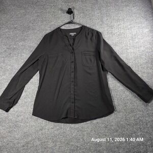 Covington Essentials Black Blouse Womens Large Long Sleeve V-Neck Top